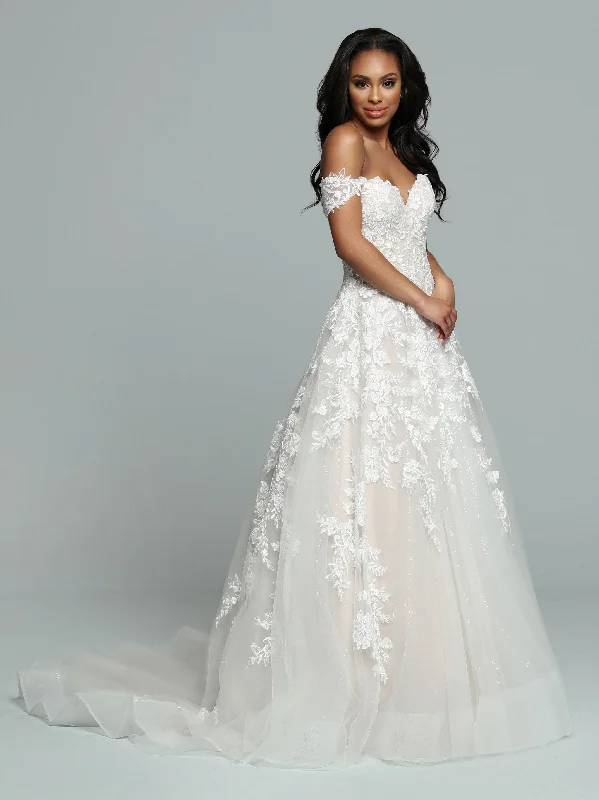 Sale Event Davinci Bridal 50668 Size 26 Ivory Long Shimmer A Line wedding dress off the shoulder Bridal Gown