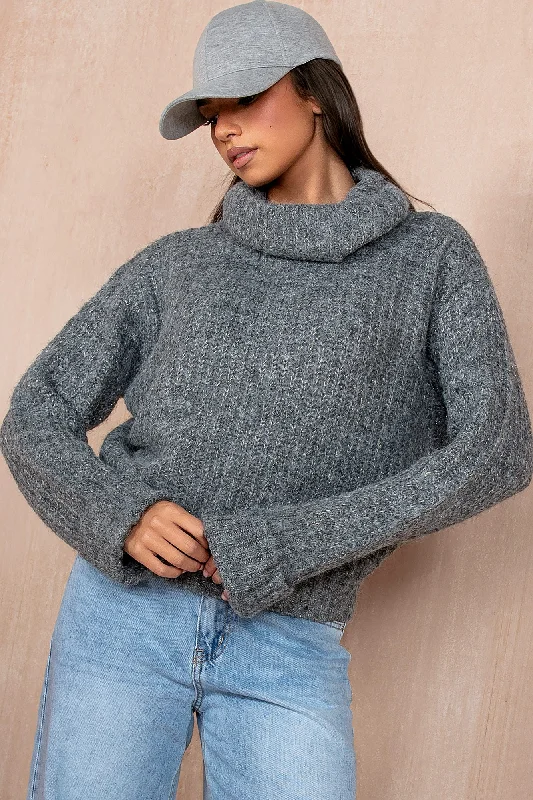 YEAR-End Sale Dina Grey Chunky Knit Jumper