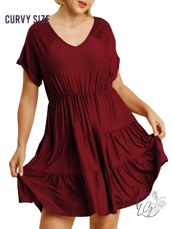 Midnight Madness Curvy Midnight Sun Tiered Babydoll Dress