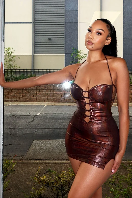 Take Advantage Sofia Eyelet Lace Up Mini Dress
