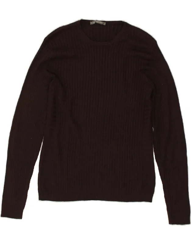Best Bargains DANIELE ALESSANDRINI Womens Crew Neck Jumper Sweater UK 12 Medium Brown