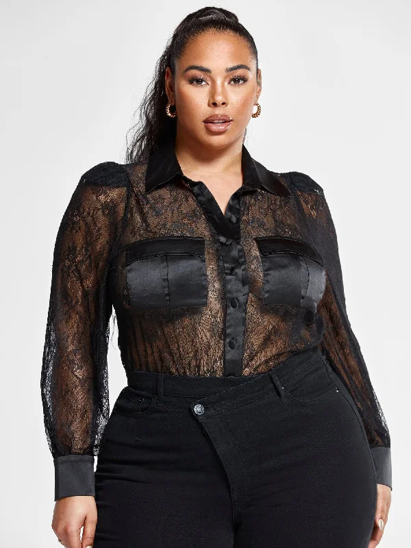 Fantastic Deals Eva Lace Button Down Shirt