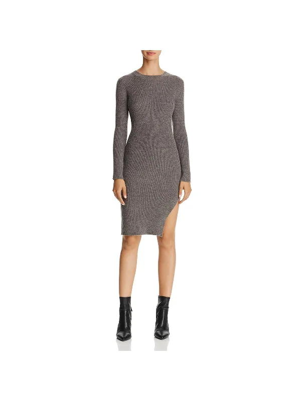 Womens Wool Blend Knee-Length Sweaterdress