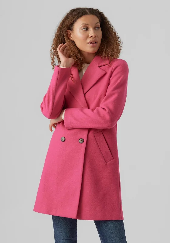Instant Discount Vero Moda Double Breasted Coat, Pink Yarrow