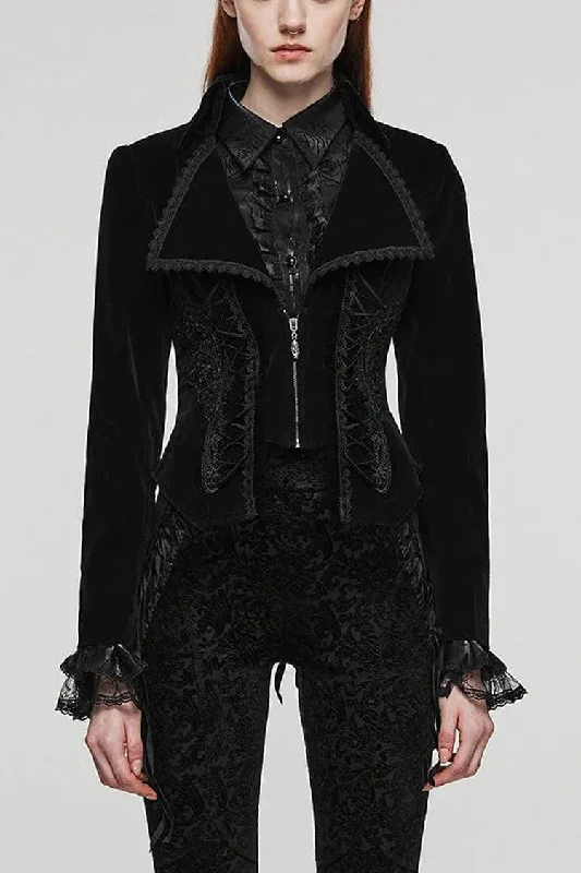 Doorbuster Deal Women's Large Lapel Collar Long Sleeves Slim Tuxedo Gothic Coat 2 Colors