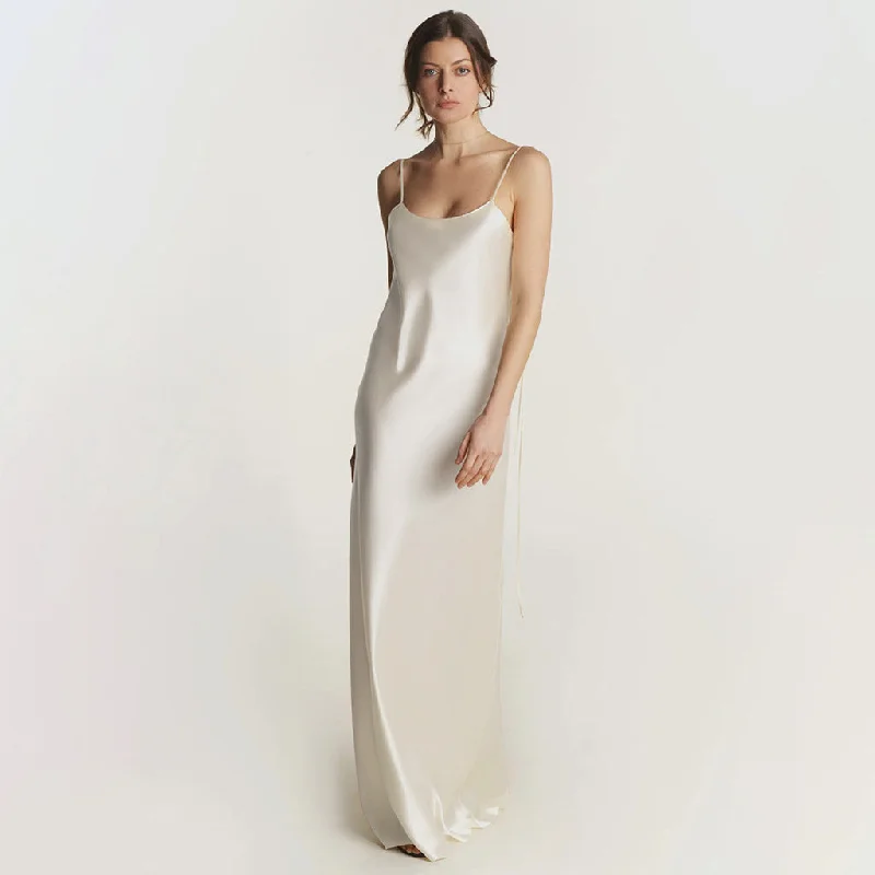 Exclusive Savings Luxury Scoop Neck Spaghetti Strap Backless Silk Satin Maxi Slip Dress Exclusive Savings Luxury Scoop Neck Spaghetti Strap Backless Silk Satin Maxi Slip Dress