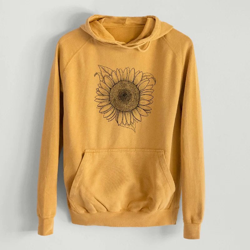 Daily Deals Lemon Queen Sunflower - Helianthus Annuus  - Mid-Weight Unisex Vintage 100% Cotton Hoodie