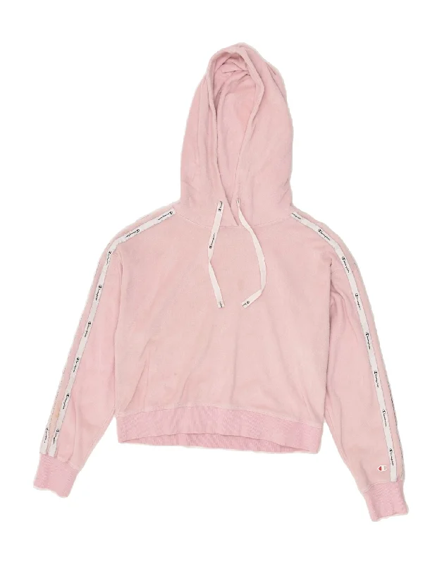 CHAMPION Womens Hoodie Jumper UK 10 Small Pink Cotton