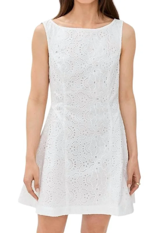 Sutton Dress In White Broderie Anglaise