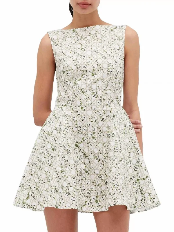 Sutton Dress In Sand Basketweave Vine