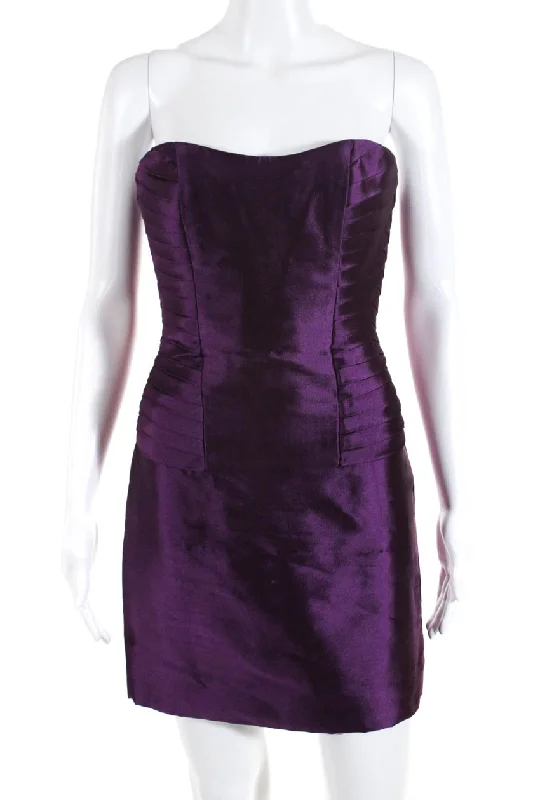 Rafael Cennamo Womens Back Zip Sweetheart Cocktail Dress Purple