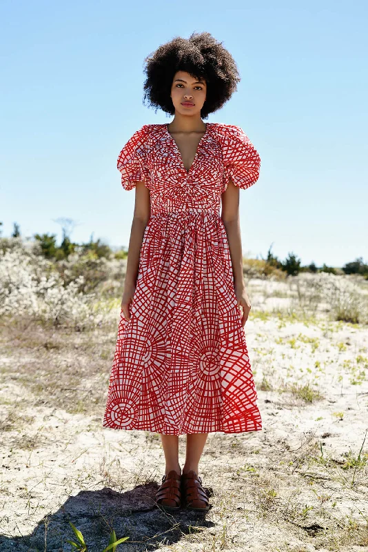 Special Buy Red Gingham Taffeta Midi Dress