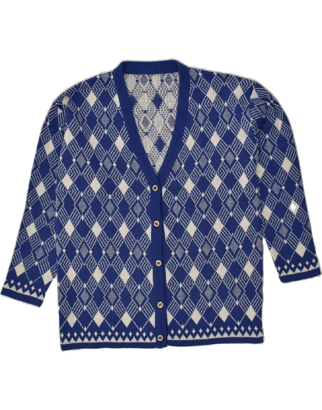 Customer Appreciation Sale VINTAGE Womens Cardigan Sweater UK 18 XL Blue Argyle/Diamond Customer Appreciation Sale VINTAGE Womens Cardigan Sweater UK 18 XL Blue Argyle/Diamond