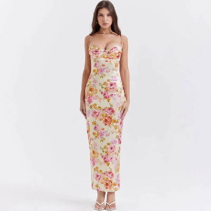 Today’s Special Sexy Lacy Trim Sweetheart Neck Floral Printed Back Split Maxi Satin Slip Dress Today’s Special Sexy Lacy Trim Sweetheart Neck Floral Printed Back Split Maxi Satin Slip Dress