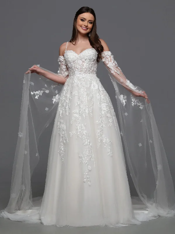 Special Offer Davinci Bridal 50834 3D Lace A Line Wedding Dress Cape Sleeves Sheer Beaded Bridal Gown Special Offer Davinci Bridal 50834 3D Lace A Line Wedding Dress Cape Sleeves Sheer Beaded Bridal Gown