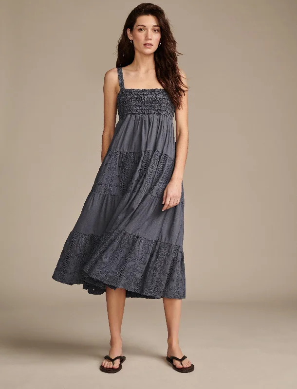 Lucky Brand Women's Highest Quality Embroidered Cannibis Maxi Dress