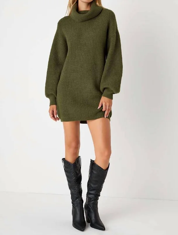 Casual Coziness Sweater Dress In Olive Green