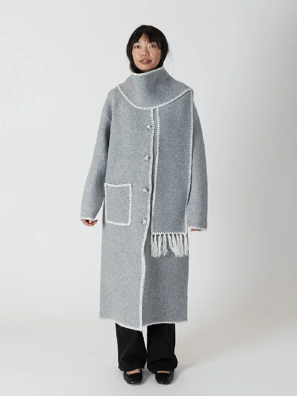 Bargain Blast Delaney Whip Stitch Coat - Long Medium Grey