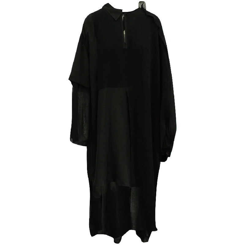 Loewe Long Sleeves High Low Dress in Black Viscose