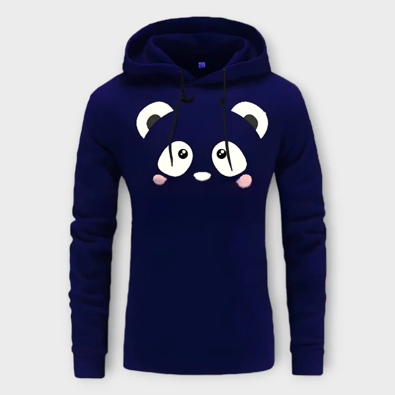 Special Discount Winter Navi Blue Bear Printed Hoodie For Women's