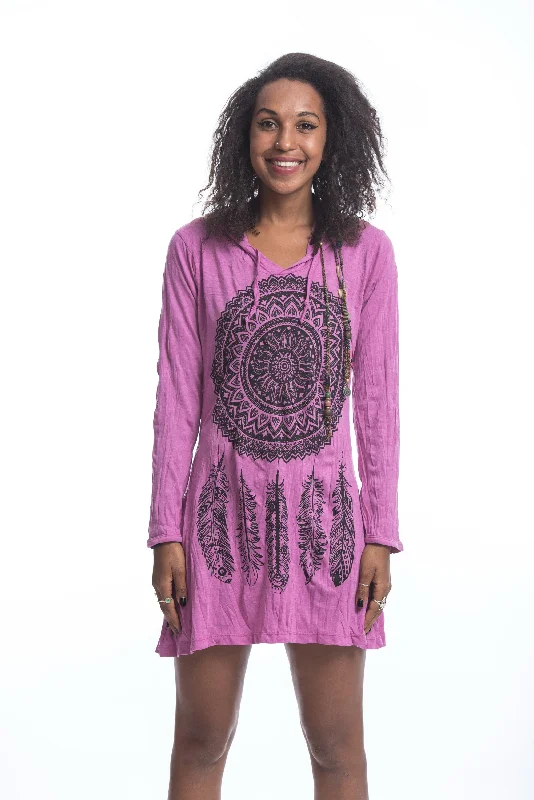 Sure Design Women's Dreamcatcher Hoodie Dress Pink