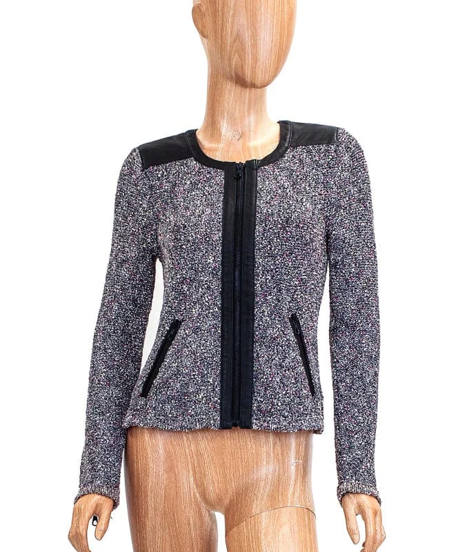 Must-Have Deals Woven Jacket with Leather Trim
