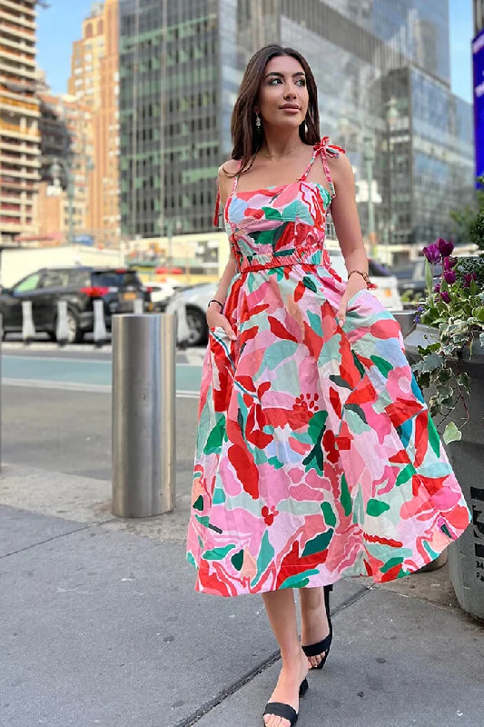 Closeout Grace Floral Cotton Sleeveless Midi Dress