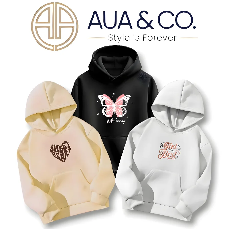 New Arrival *AUA&CO Women's Winter Hoodie Bundle (Set of 3) - Premium Fleece Casual Streetwear (Beige, Black, White)*