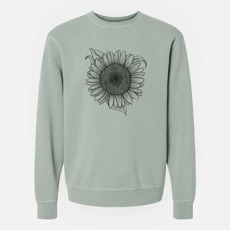 Lemon Queen Sunflower - Helianthus Annuus - Unisex Pigment Dyed Crew Sweatshirt