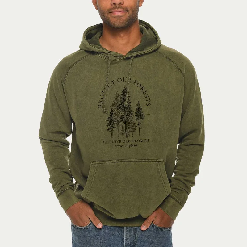 Protect our Forests - Preserve Old Growth  - Mid-Weight Unisex Vintage 100% Cotton Hoodie