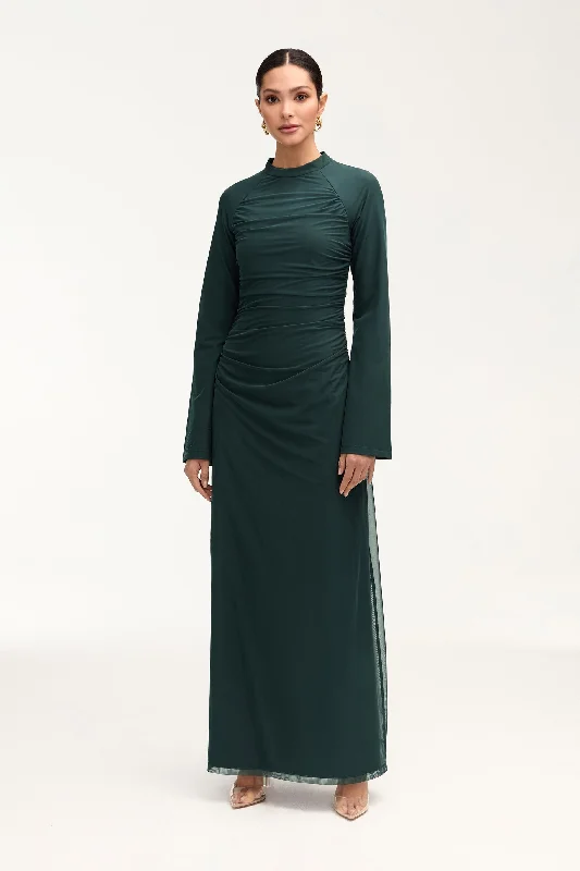 Emilia Rouched Maxi Dress - Enchanted Forest