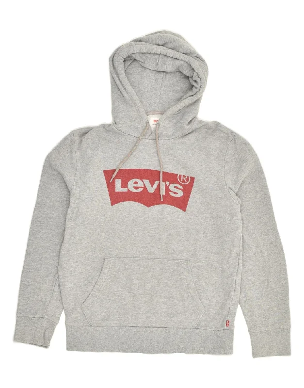 Instant Discount LEVI'S Womens Graphic Hoodie Jumper UK 8 Small Grey Cotton