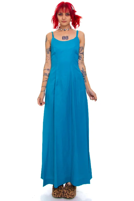 Vintage 70's Union Made Turquoise Blue Slip Gown - S