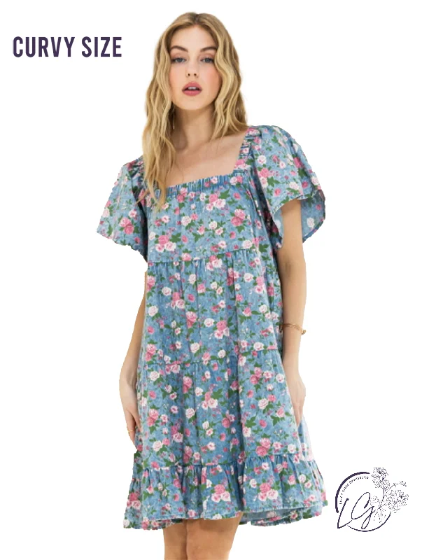 YEAR-End Clearance Curvy Cotton Candy Sunsets Dress