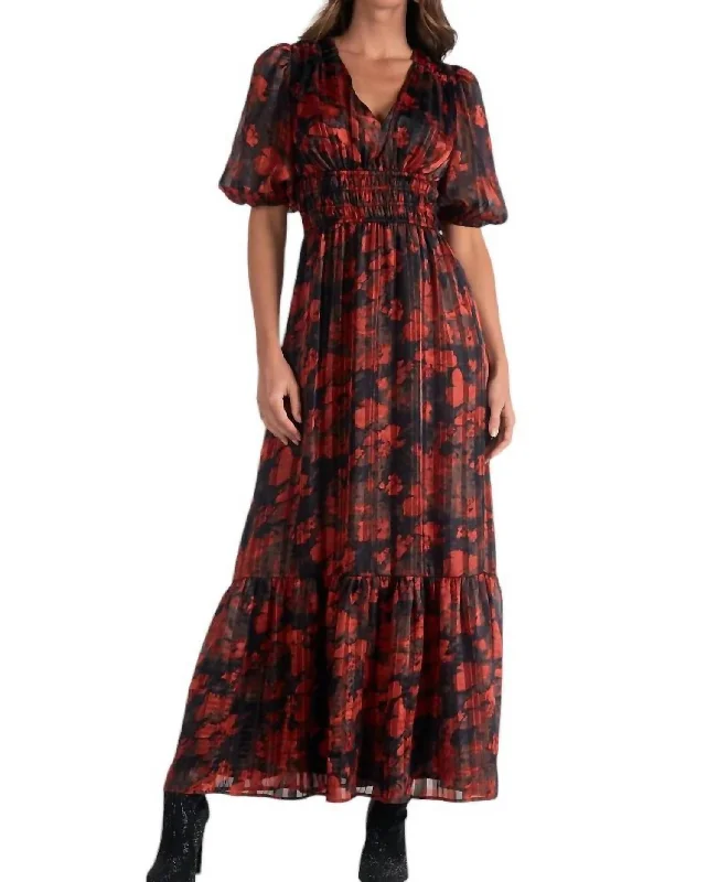 Elaine Floral Dress In Red