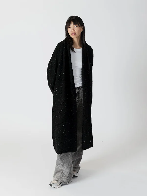 Stock Clearance Hugh Shawl Collar Coat - Black Fleck