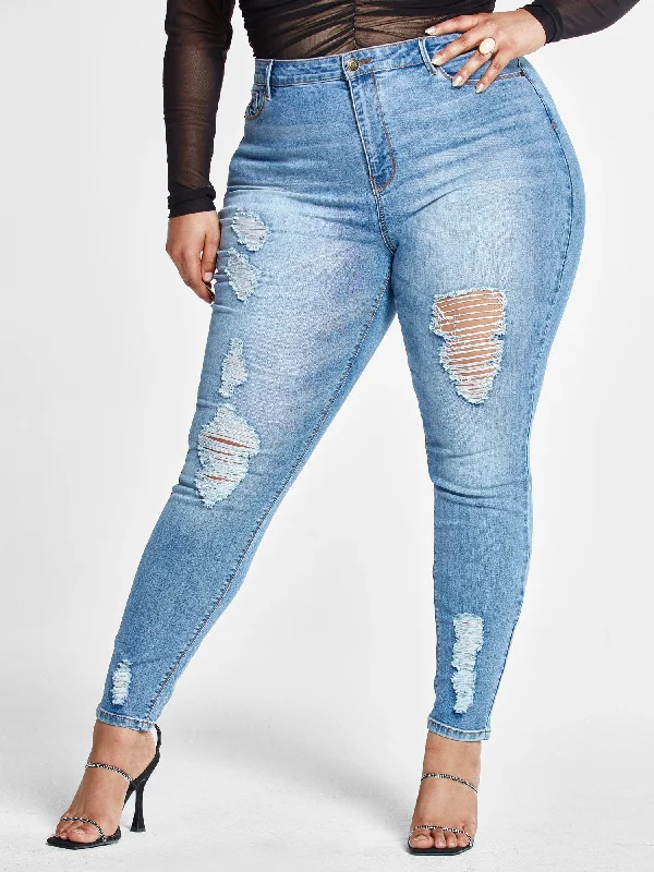 Year-End Sale High-Rise Destructed Skinny Jeans - Short Inseam