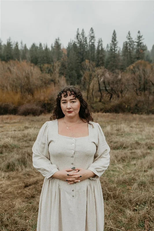 Fantastic Deals Prairie Dress in Oat Linen