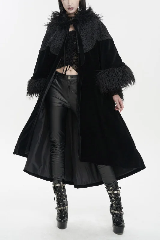 Black Jacquard Fabric Petal Stitching Three-Dimensional Webbing Cape Like Wide Wool Sleeves Women's Gothic Jacket