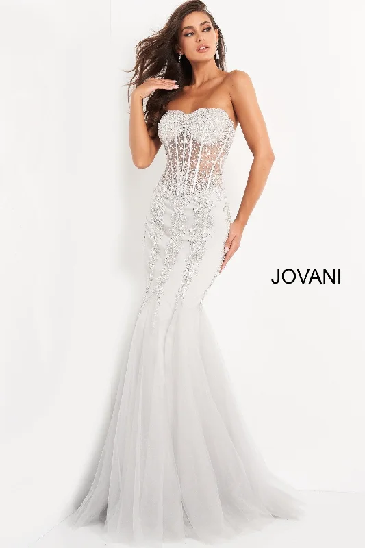 Jovani 5908 Sheer Corset Mermaid Prom Dress Pageant Sexy Embellished Formal Gown