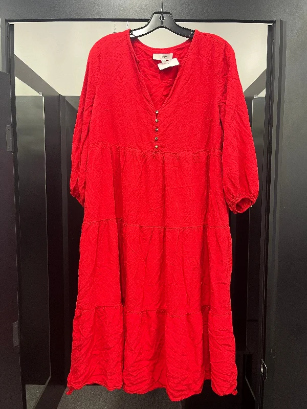 Early Bird Discount Red Dress Casual Maxi Loft, Size L