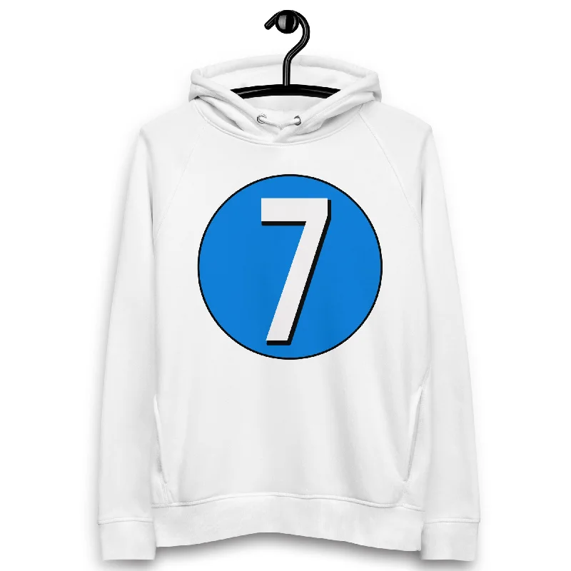 Unisex pullover hoodie: White on Blue 7