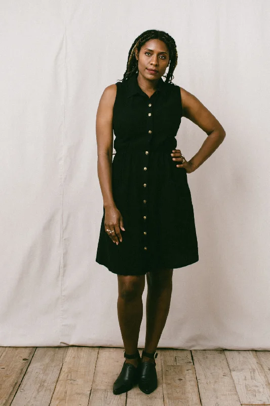 While Supplies Last Mona Dress in Black Cotton