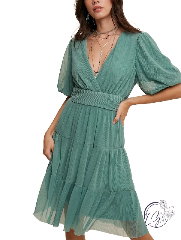 Early Bird Discount Heavenly Mesh Cinched Waist Dress