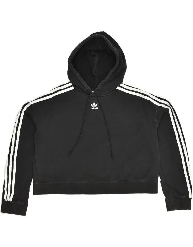 Extra Savings ADIDAS Womens Crop Hoodie Jumper UK 12 Medium Black Cotton