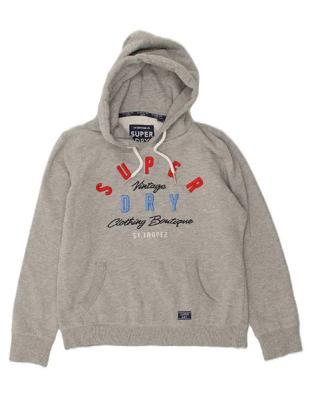 Bonus Savings SUPERDRY Womens Graphic Hoodie Jumper UK 14 Large  Grey Cotton