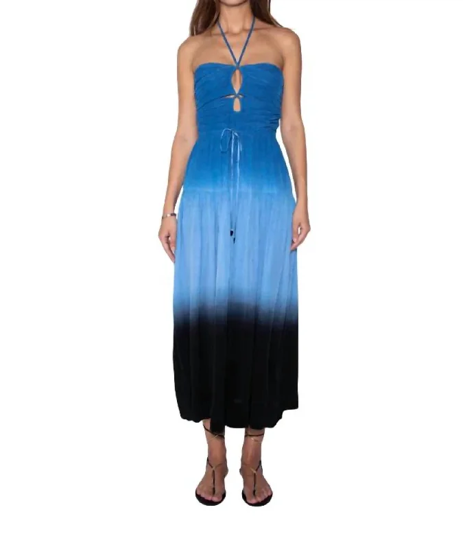 Malwa Ombre Midi Dress In Blue Ombre