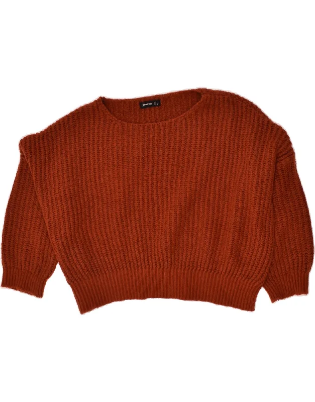 Exclusive Savings STRADIVARIUS Womens Boat Neck Jumper Sweater UK 10 Small Brown Acrylic