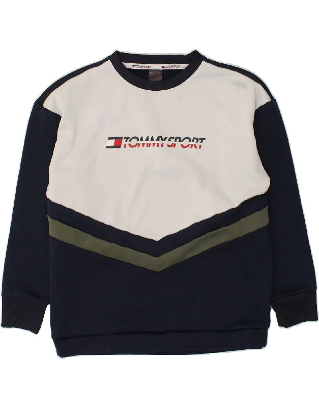 Exclusive Savings TOMMY HILFIGER Womens Graphic Sweatshirt Jumper UK 14 Large Navy Blue
