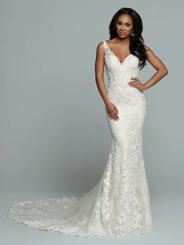 Don't Wait Davinci Bridal 50660 Fitted Lace wedding dress sheer straps Bridal Gown